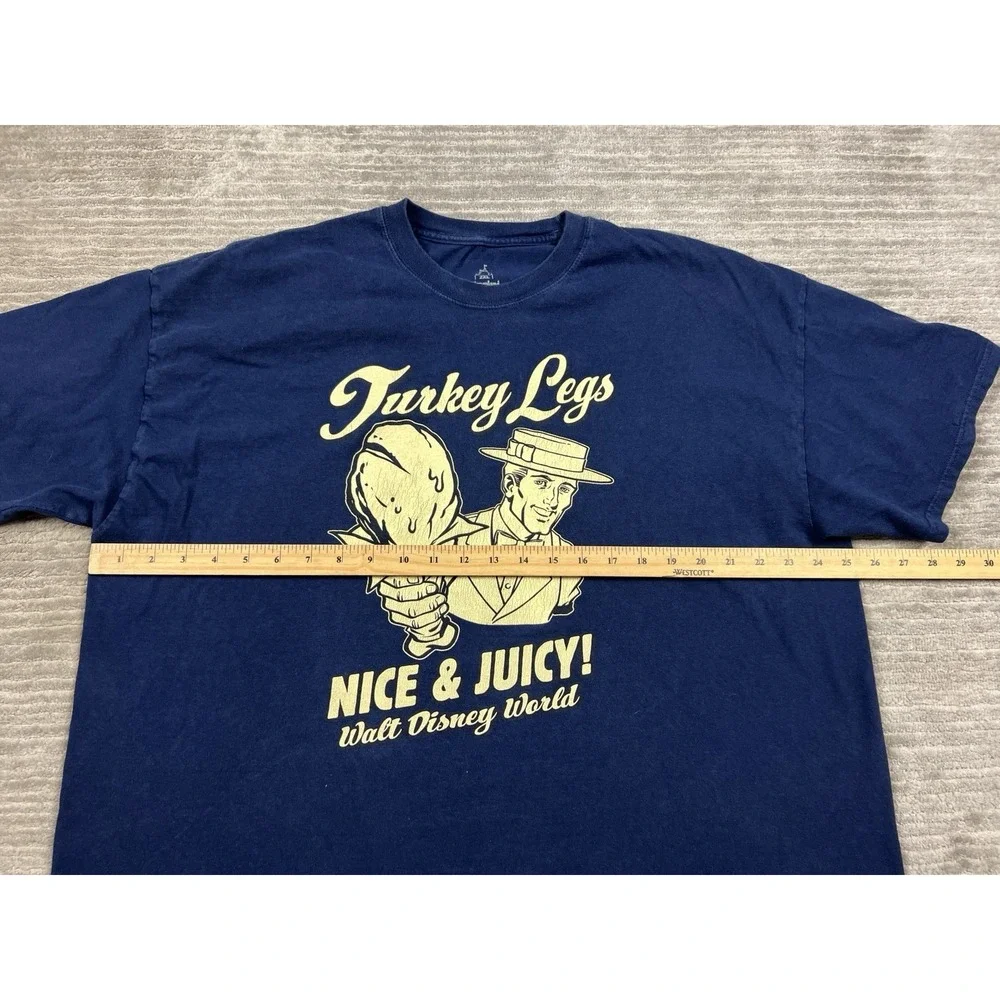 Disneyland Shirt Mens 2XL‎ Blue Short Sleeve Turkey Leg Graphic Print Cotton